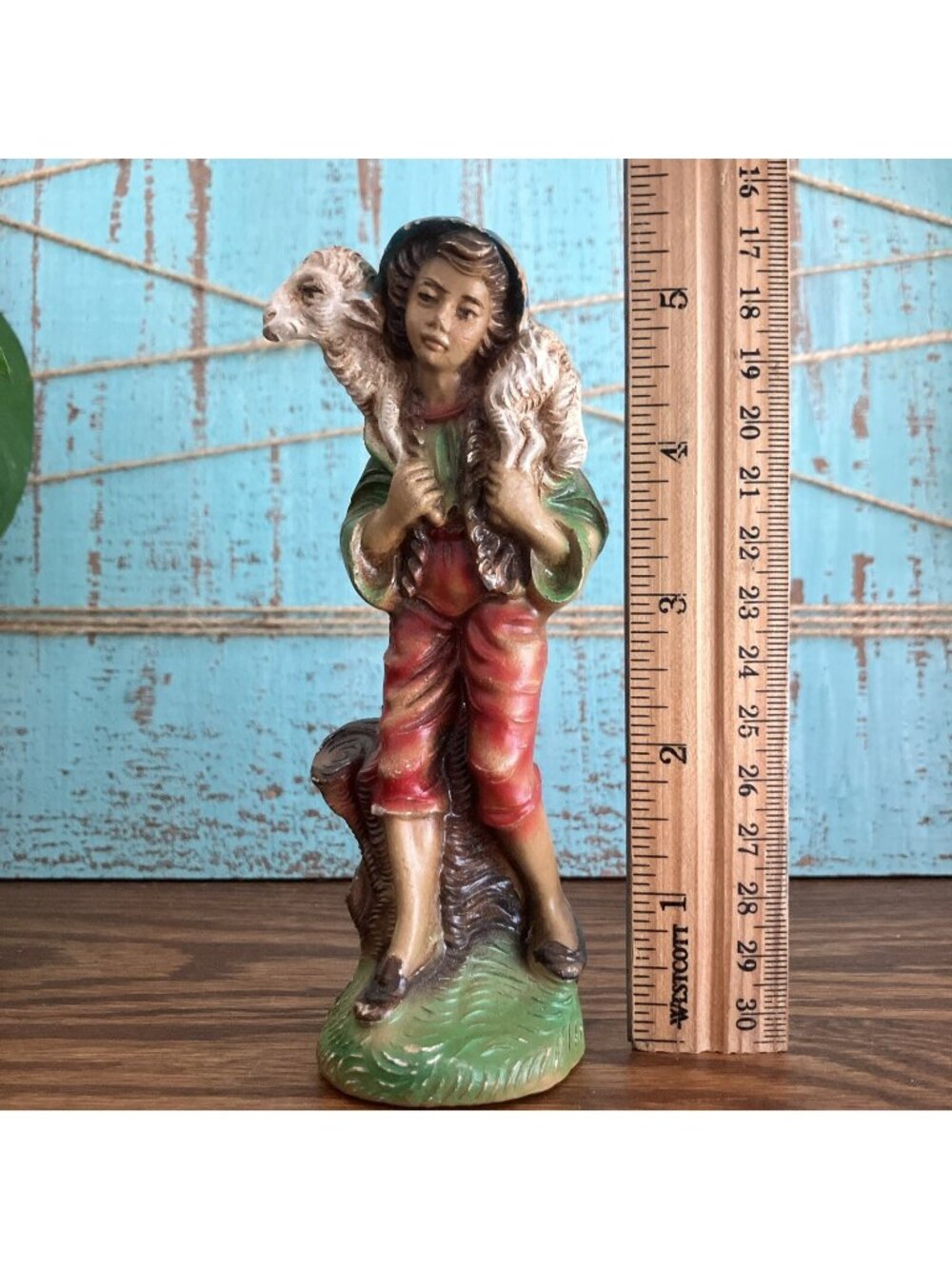 VTG Shepherd Boy Carrying Sheep Religious Nursery Christmas Nativity Italy 5.5"